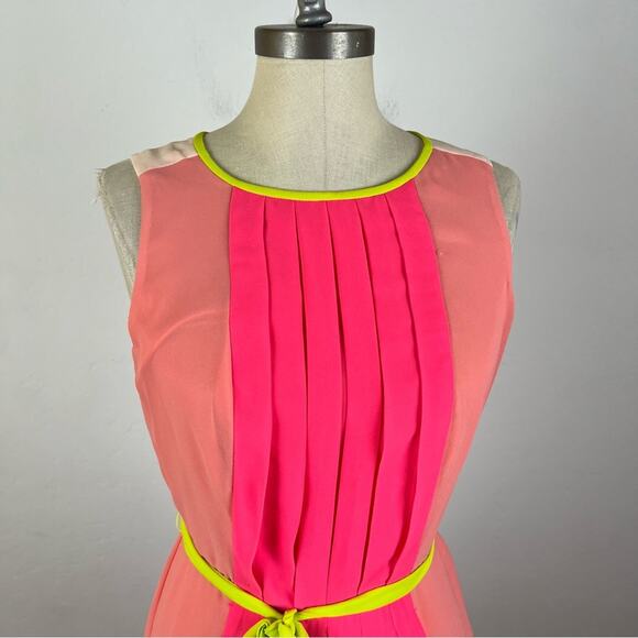 LOFT Pink Color Block Pleated Dress - Picture 3 of 9
